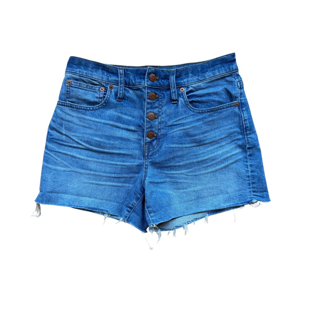 Madewell Medium Wash Blue High Rise Cutoff Denim Shorts Button Fly Size 27